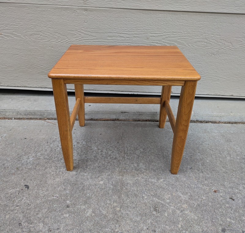 Vintage Mid Century Danish Modern Solid Oak Wood Side End Table D54 gallery