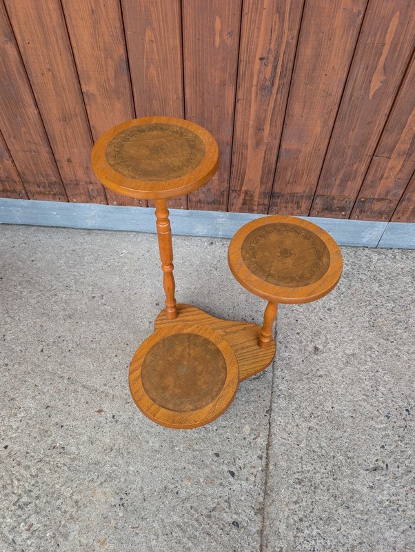 Vintage 60s Flower Display Stand Mid Century Flower Table 35x35x52cm Wood Brown gallery