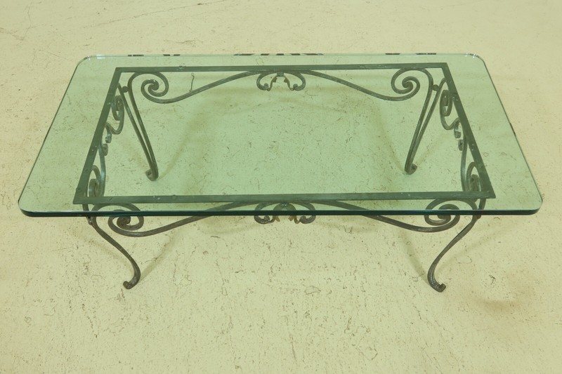 F32889EC: Iron Base Glass Top Coffee Or Cocktail Table gallery