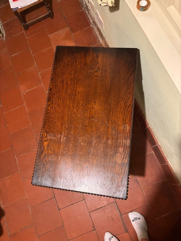 Antique Oak Side Table with Barley Twist Legs & Rare Lower Shelf gallery