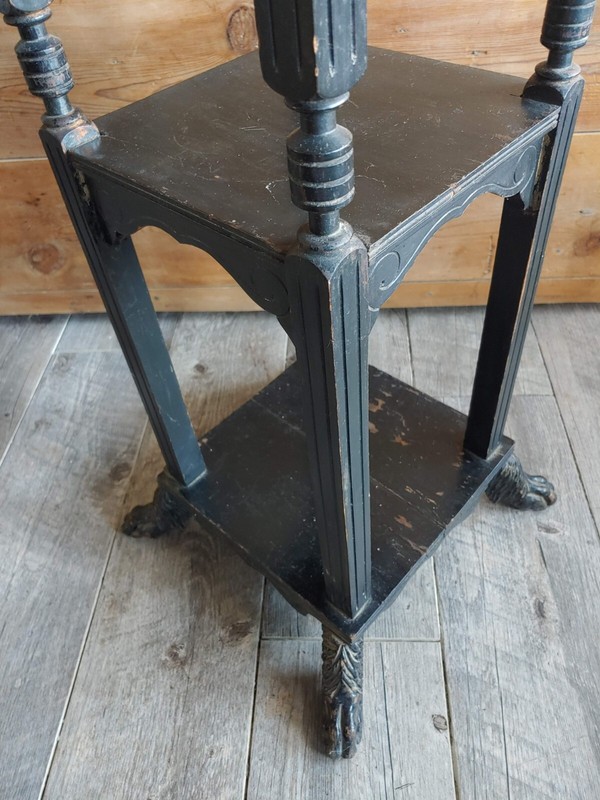 Antique Eastlake? Victorian 3-tier Plant Stand, Parlor Table with Marble Top gallery