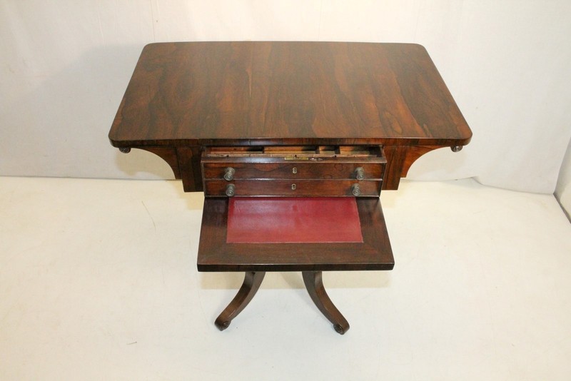 Exquisite Antique Regency Style Rosewood Writing Table, 19th C. gallery