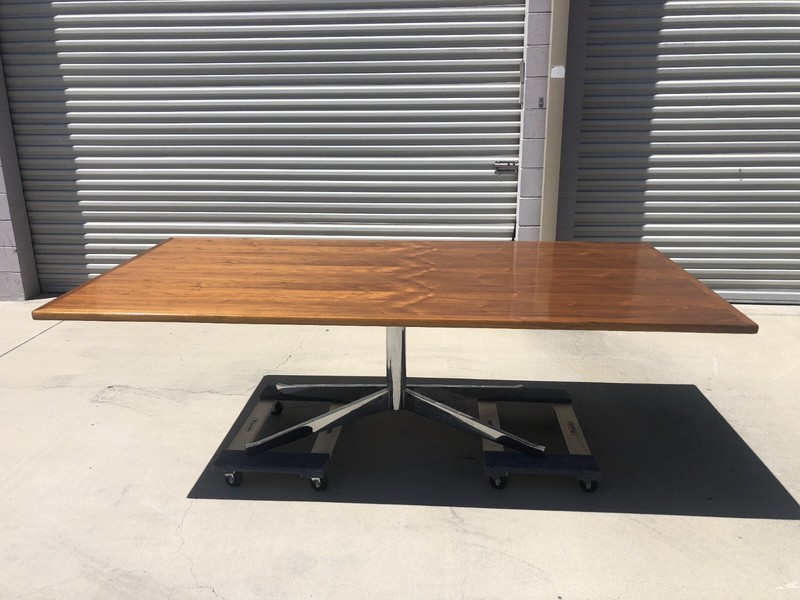 Florence Knoll Mid Century Modern Chrome Dining Conference Table
