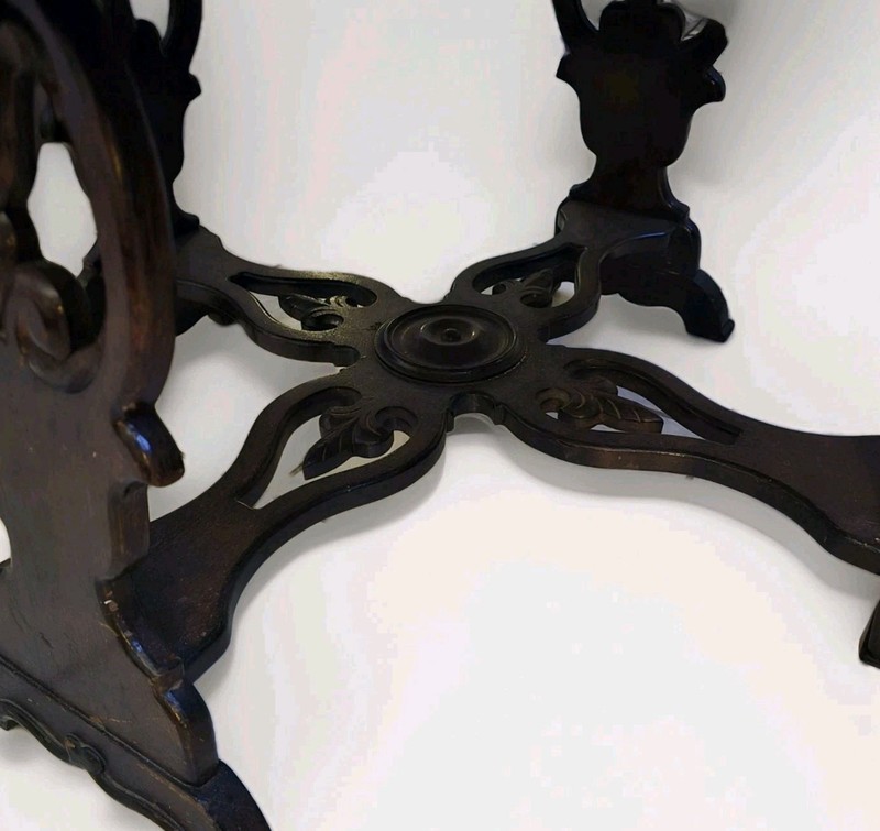Carved Victorian Octagon Walnut Centerpiece Table 33"Wx20"H gallery