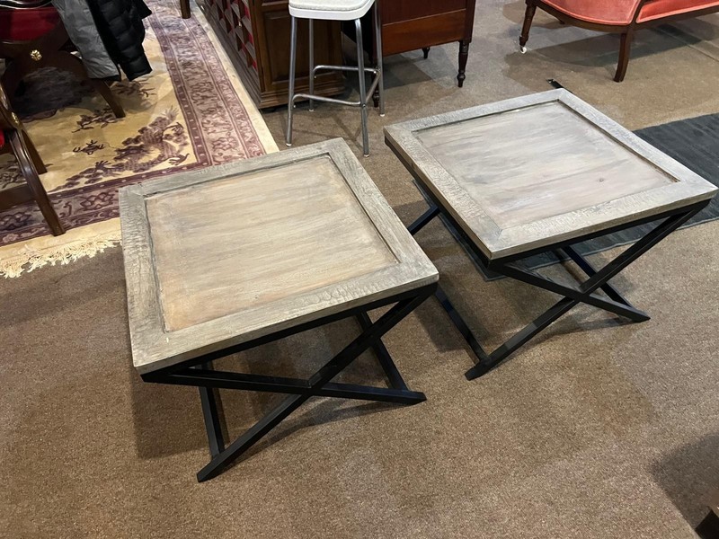 Vintage Wood & Iron Side Tables gallery