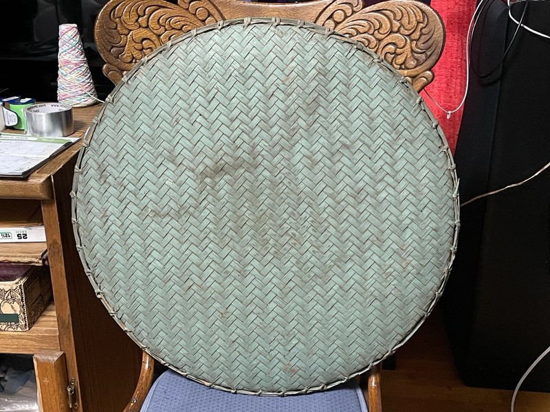 Vintage Round Wicker Rattan Bamboo Folding Table 2 Piece gallery