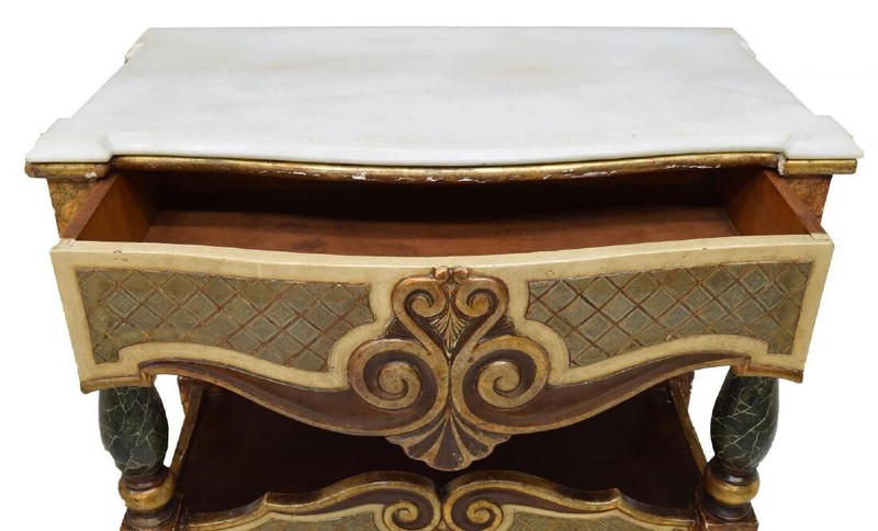 Antique Console Table, Mirror & 2 Side Chairs, Spanish, Marble-Top Gilt, 1800s! gallery