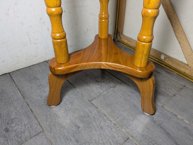 Vintage Powell Round Wood Side Pedestal Table Plant Stand Rustic Country D73 gallery