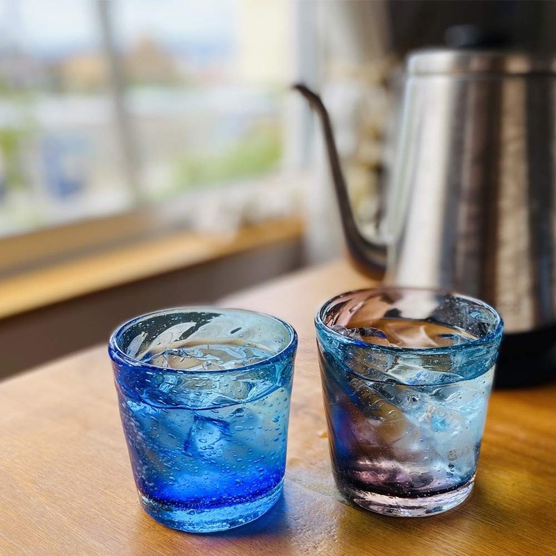 Ryukyu Glass Rocks Glass Okinawa Souvenir Churaumi Rocks Glass Purple x Blue gallery