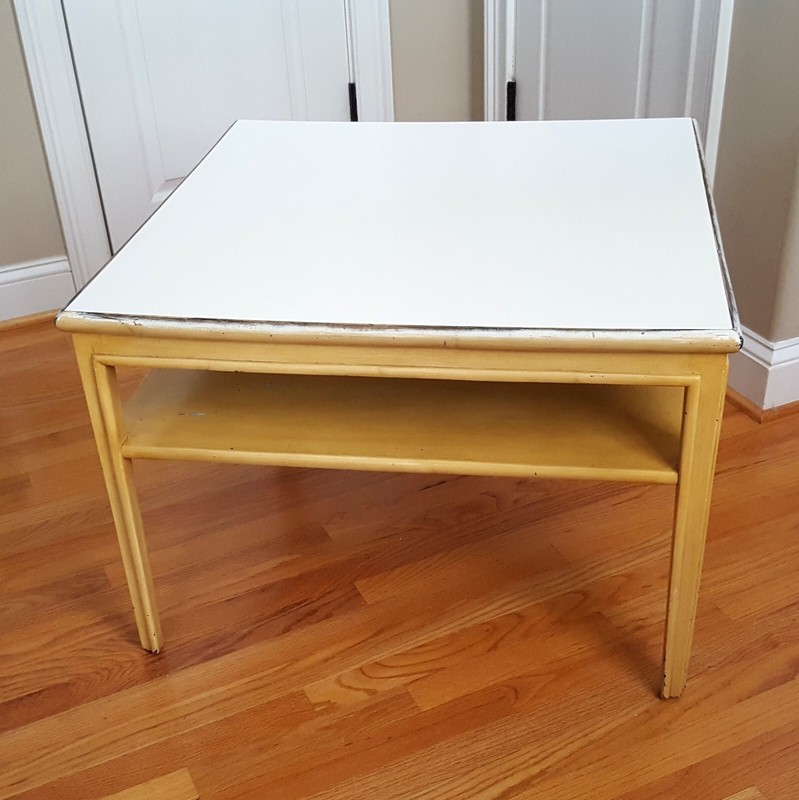 Vintange McGuire End Table White Laminate Top Yellow Base Great Sunroom Piece! gallery