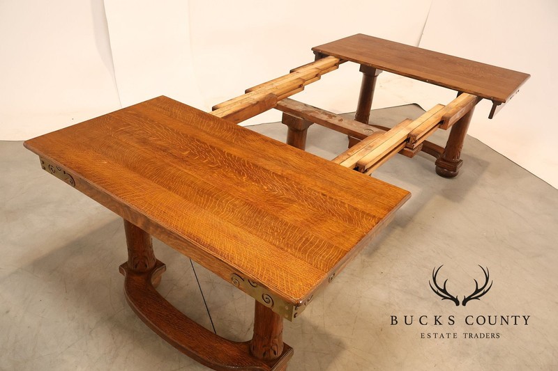 Antique Victorian Oak Expandable Dining Table gallery