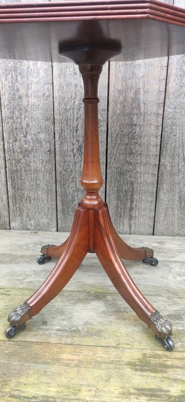 Siesta By NH Chapman Mahogany Octagonal Wine Table Oxblood Leather gallery