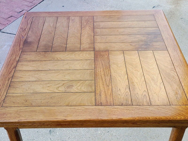 Mid century modern vintage folding flip extension walnut table gallery