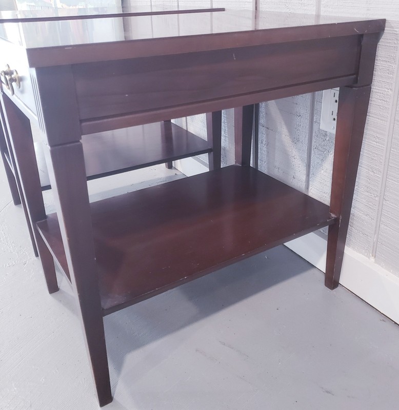 Two MERSMAN 25-2 Mahogany End Table With Wooden Drawer. Federalist Style. gallery