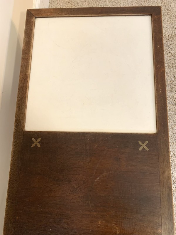AMERICAN of MARTINSVILLE Rectangle COFFEE TABLE Brass X Inlaid MCM Mid Century gallery