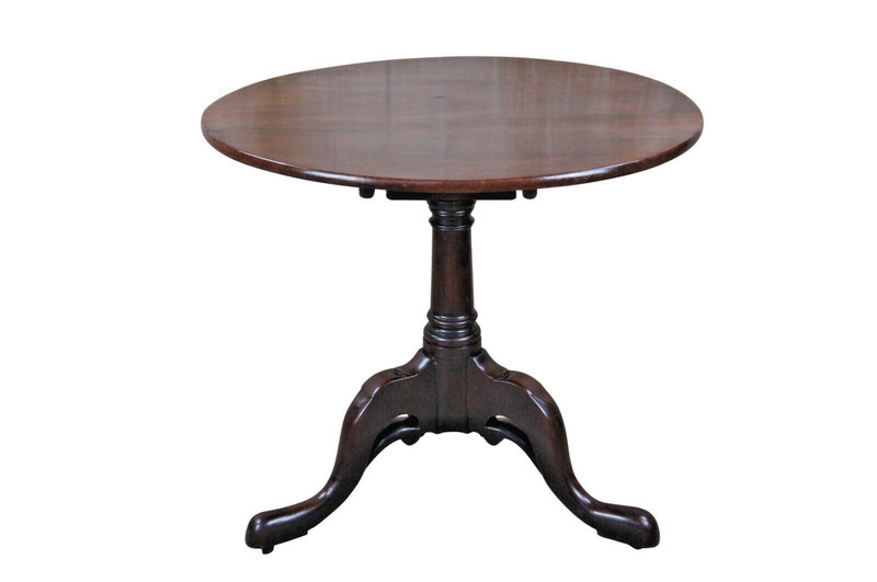 Antique 18th Century George II English Mahogany Tilt Top Birdcage Tea Table gallery