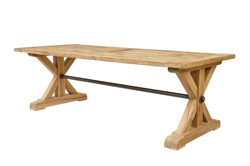 LARGE SOLID HANDMADE OAK X FRAME DINING TABLE gallery