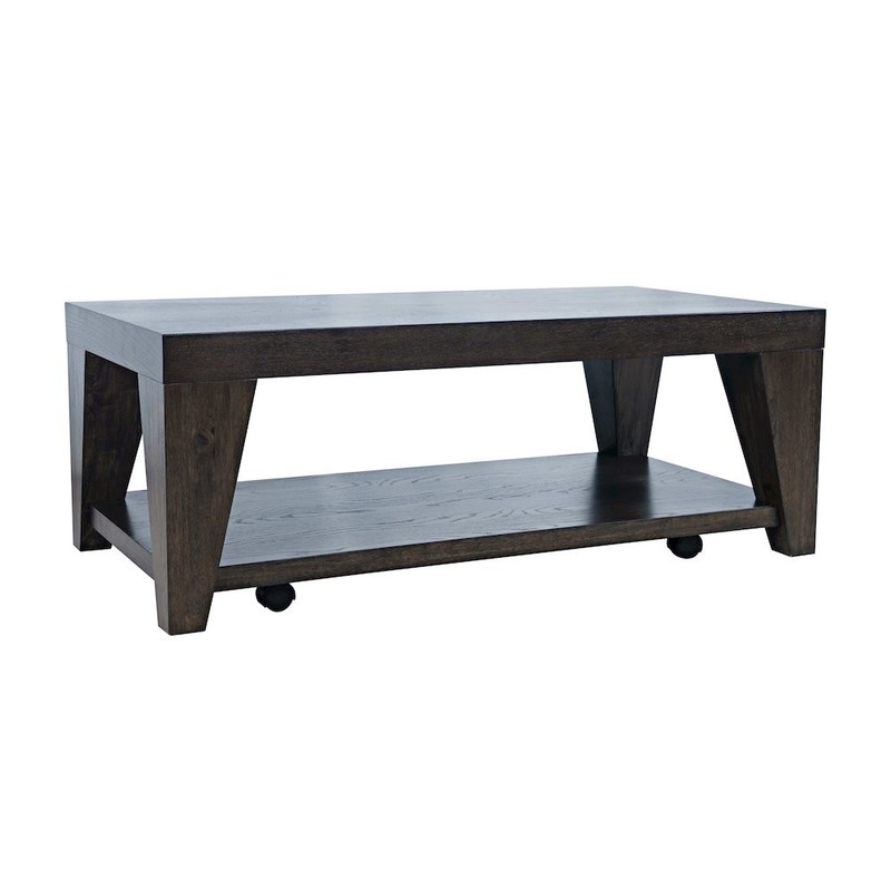 Modern Contemporary 50" Coffee Table with Storage Shelf and Hidden Casters gallery