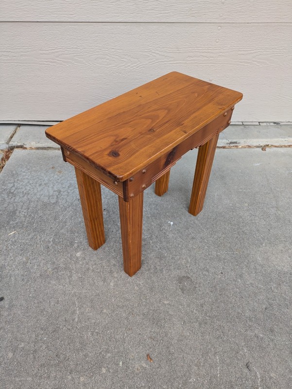 Vintage Rustic Country Farmhouse Primitive Small Wood Side Table D23 gallery
