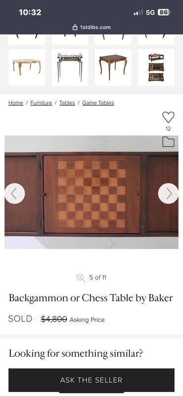 BAKER COLLECTORS EDITION Chess Back Gammon Mahogany Leather Gold Leaf Table gallery