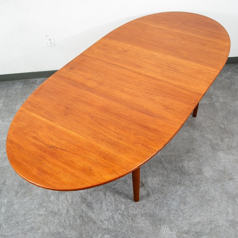 Mid Century Danish Modern Dining Table Teak John Stuart Soborg Oval Leaf x2 Mcm gallery