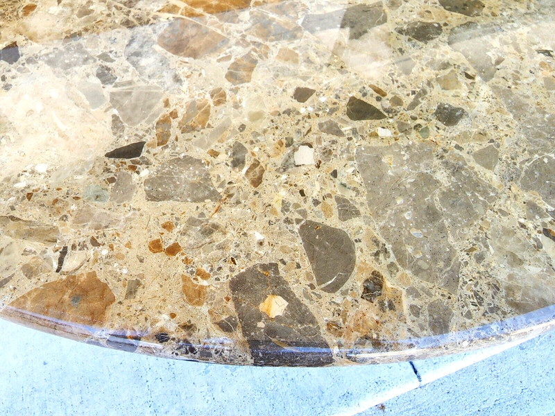 Marble Dining Table Faux Emperado Italian 1970s 55" gallery