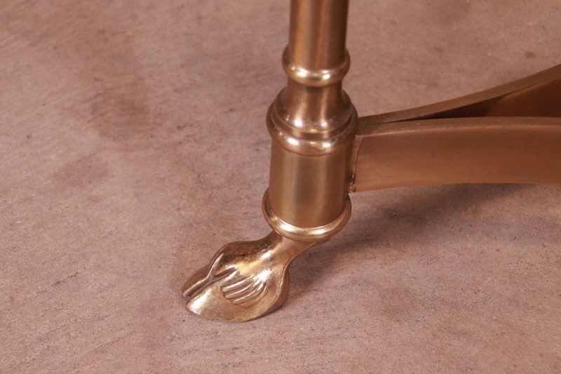 Labarge Hollywood Regency Brass and Glass Hooved Feet Cocktail Table, Circa 1960 gallery