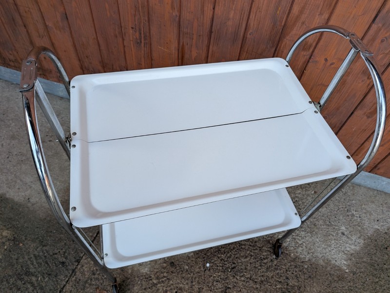 Dinett Serving Cart Tea Cart Table Side Table White Chrome 70s Space Age gallery