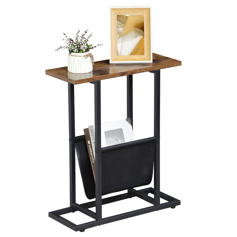 4PCS Narrow Sofa Side End Table Snack Bedside Table Storage Holder Rustic Brown gallery