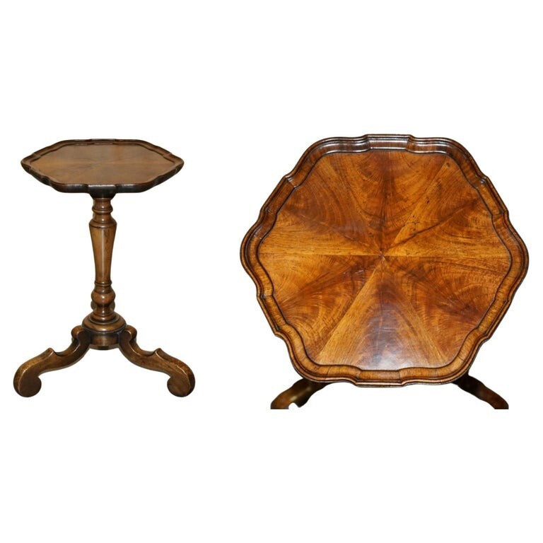 FULLY RESTORED ANTIQUE CHARLES TOZER OYSTER MAHOGANY TRIPOD SIDE END LAMP TABLE