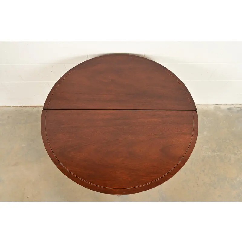 Baker Furniture Federal Inlaid Mahogany Flip-Top Demilune Console Table gallery
