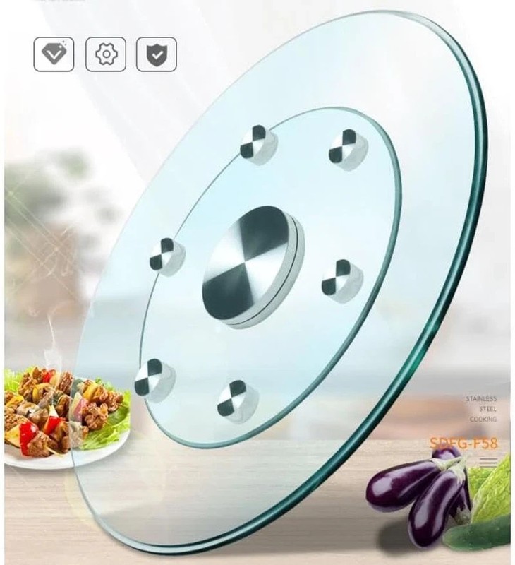28" Glass Lazy Susan Turntable - 360° Smooth Spin for Dining Tables gallery