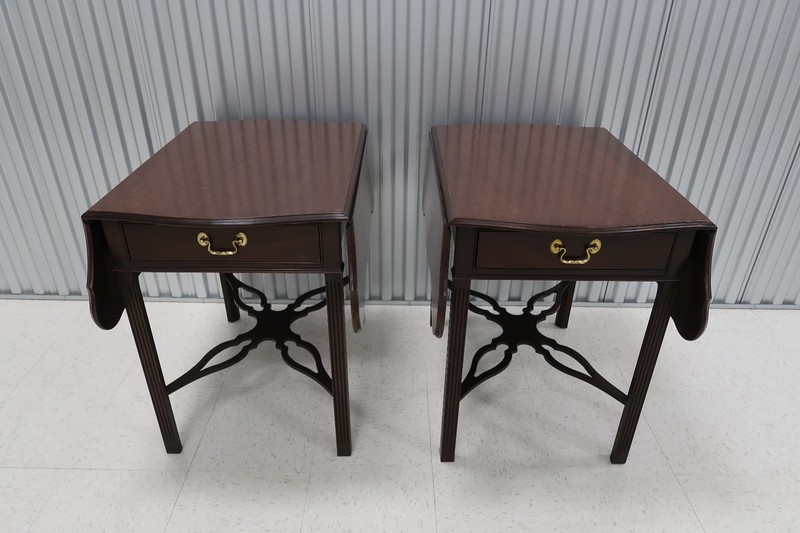 Pair Councill Mahogany Chippendale Drop Leaf Large End Tables gallery