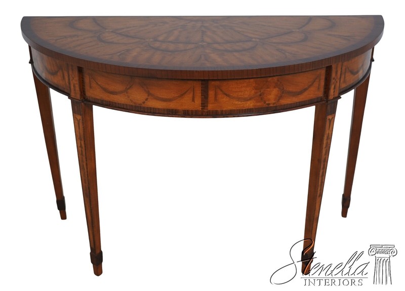 L67854: Adams Style Highly Inlaid Demilune Console Table