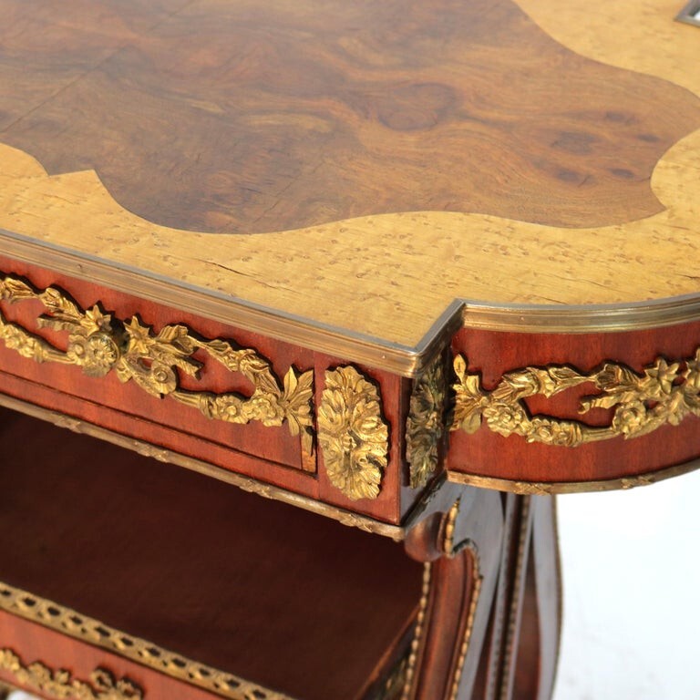 Antique Flame Mahogany, Birds Eye Maple and Ormolu Serving Table C1920 gallery