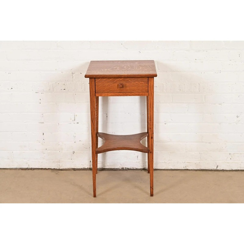 Limbert Style Antique Mission Oak Arts & Crafts Nightstand or Side Table gallery