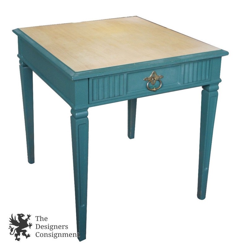Drexel Heritage Traditional Painted Side Accent Table Drawer Blonde 14-804-30