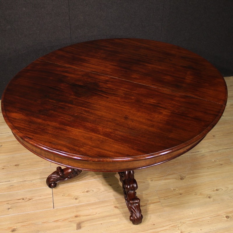 Extendable dining table great Dutch furniture in mahogany wood 19th century gallery