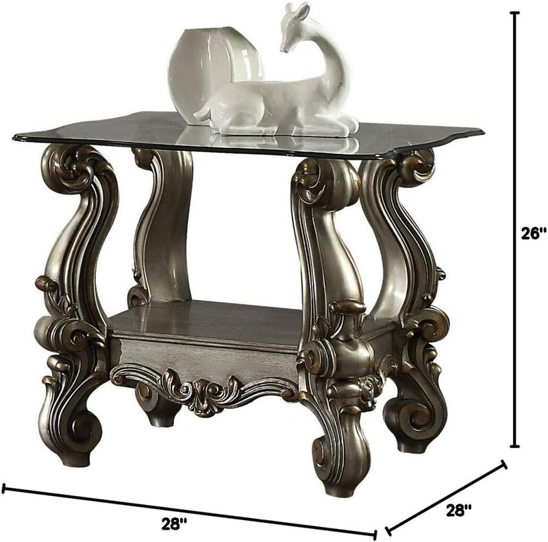 Antique Platinum & Clear Glass Versailles End Table - Vintage Charm gallery