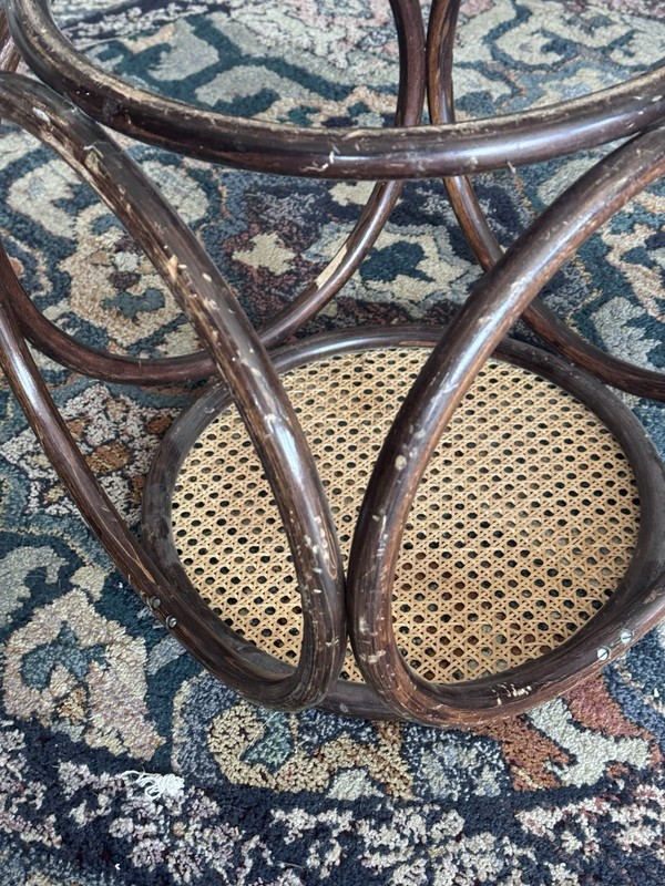 VTG Cane Thonet Footstool, Mid Century Modern Bentwood Stool/ Plant stand*READ gallery