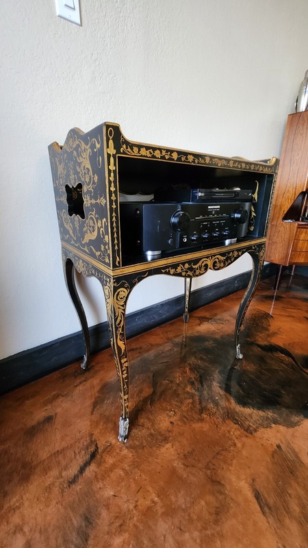Antique French Black Gold Gilt Art Nouveau Side Table