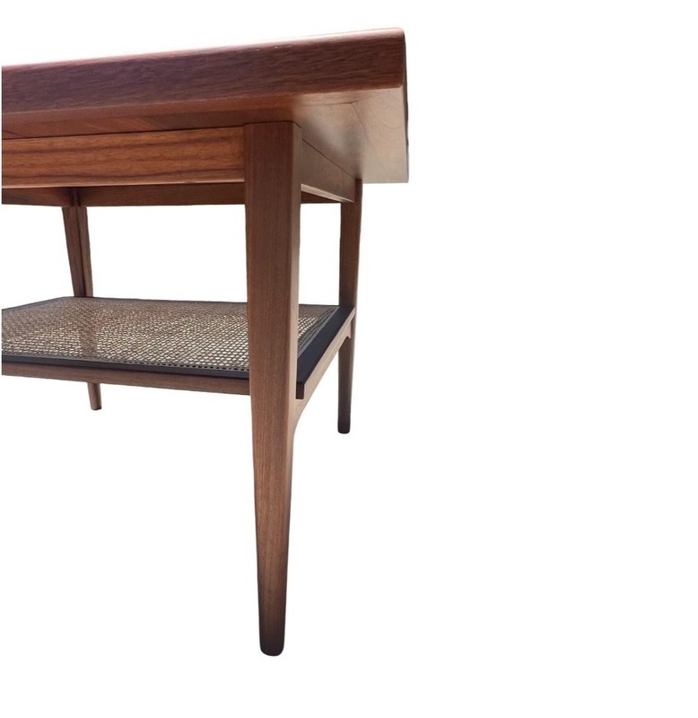 Kipp Stewart Drexel Mid-Century Modern Walnut & Cane Coffee Table gallery