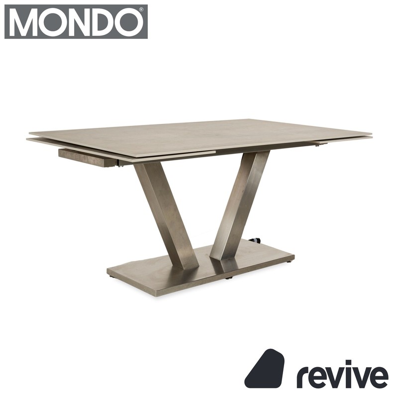 Mondo Stoneware Dining Table Wood Look Gray Cream Ausziehfunktion 160-82