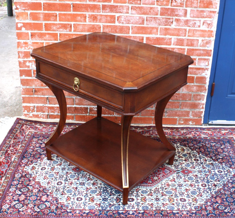 American Baker Walnut Side Table / Small Writing Desk With Drawer gallery