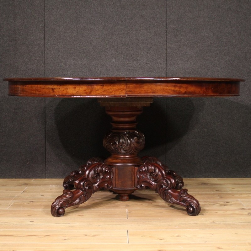 Extendable Table Dutch Large Furniture Dining Wood Mahogany Nineteenth Century gallery