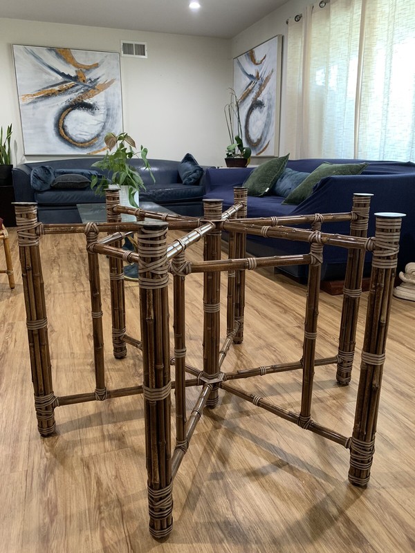 Vintage Set Of McGuire Dining Table Without Glass Top. gallery