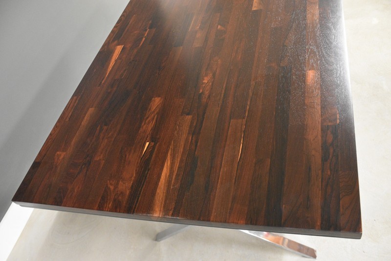 Refinished 60” Rosewood and Chrome Desk Table by David Parlee for Founders gallery
