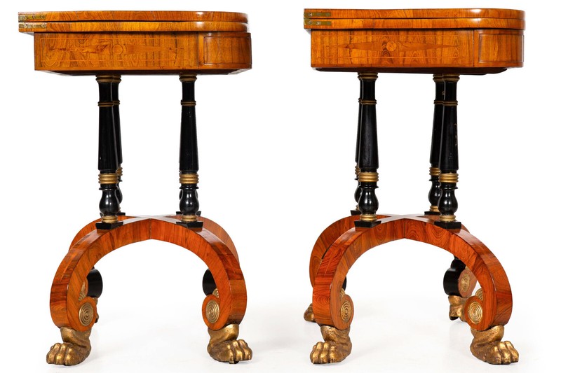 Fine Rare Pair of 19th Century English Antique Rosewood Games Tables gallery