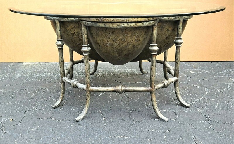 3 Dimensional Lotus Flower Glass Top Indoor Outdoor Cocktail Side End Table 48" gallery