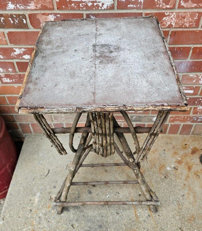 Antique Adirondack Twig Table Sculptural Rustic Aesthetic Plant Fern Stand